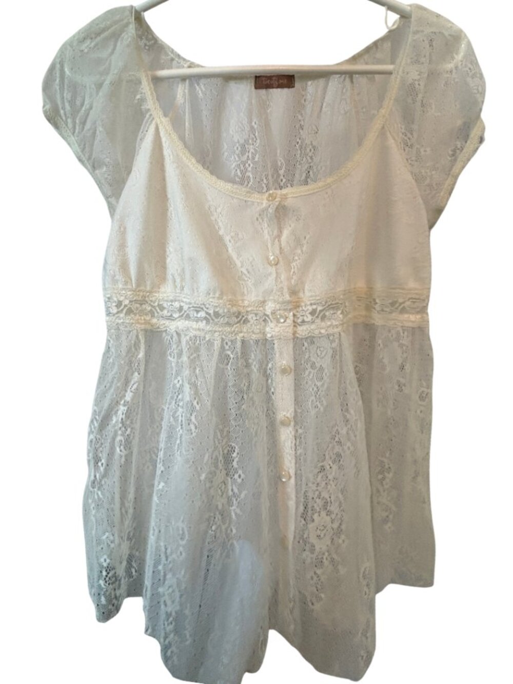 Twenty-One sheer white lace top L large